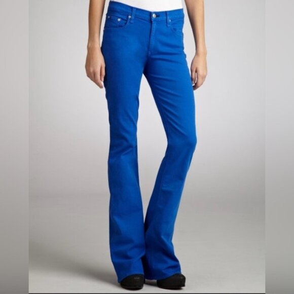 RAG & BONE Designer Denim Elephant Bell Jeans Cobalt Mid Rise Flare Size 29 - Picture 1 of 12